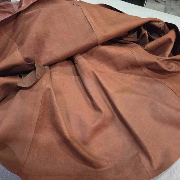 AERON NWT Genuine Leather Trapeze Long Sleeve VNeck Luxurious Dress 38 US 6 - Picture 14 of 15